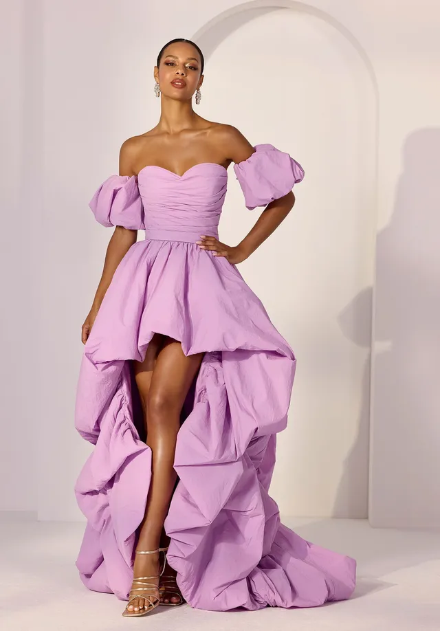 morilee-party-cocktailkleid-hi-low-aus-crepe-taft-mit-puff-rmeln image 1