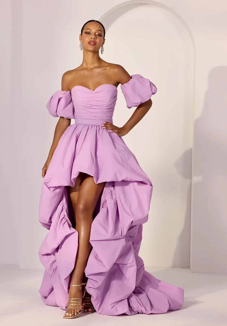 morilee-party-cocktailkleid-hi-low-aus-crepe-taft-mit-puff-rmeln image 1