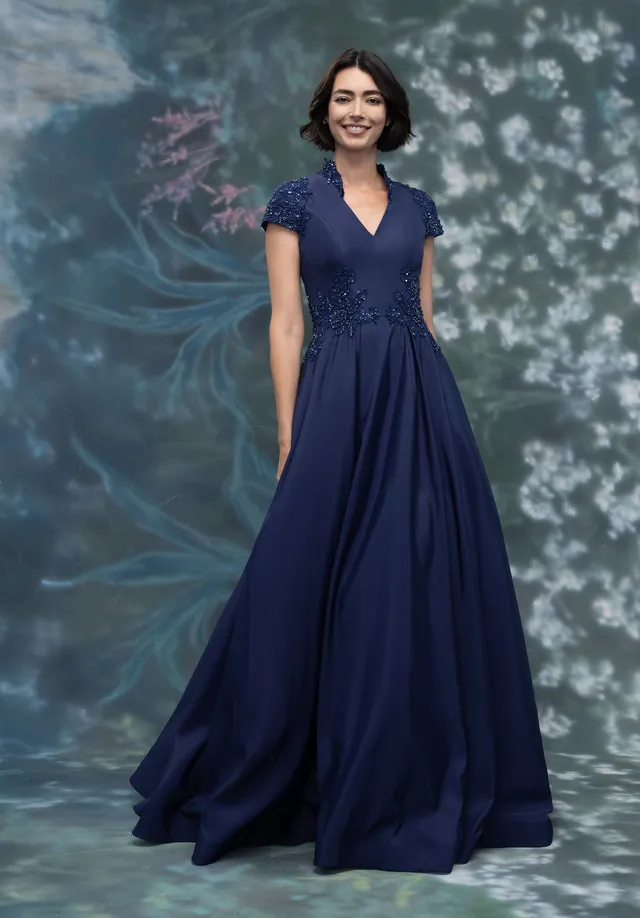 morilee-cap-sleeve-taft-a-linie-abendkleid image 1