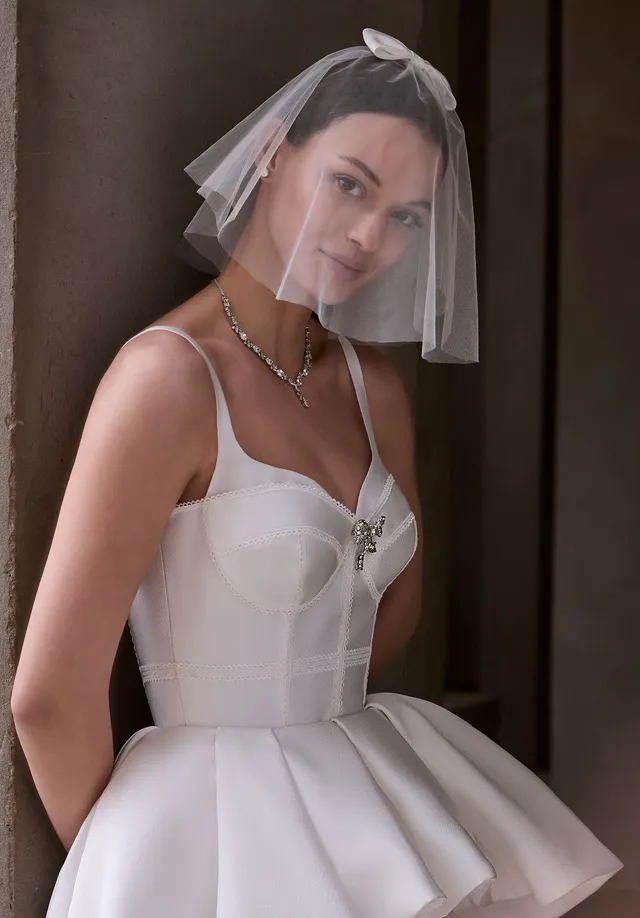 morilee-satin-bow-bandeau-schleier image 1