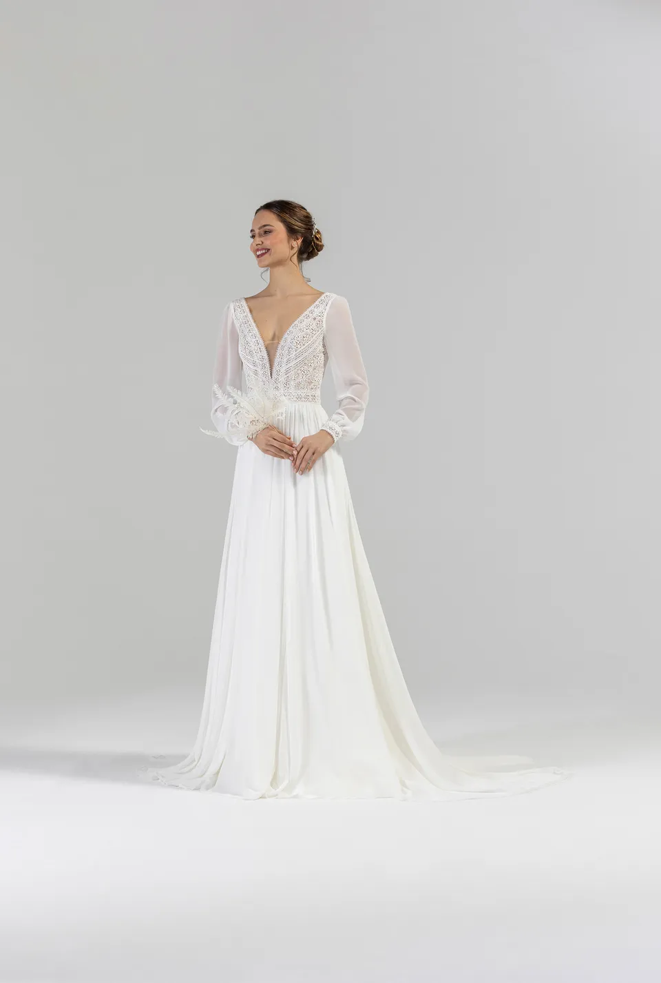 eglantine-lotus-brautkleid-ivoire-blush-mit-abnehmbaren-rmeln-gr-34-74 image 1