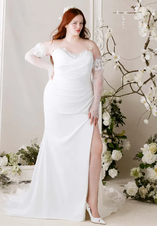 morilee-mariposa-brautkleid-sheath-aus-stretch-satin-mit-schlitz image 1