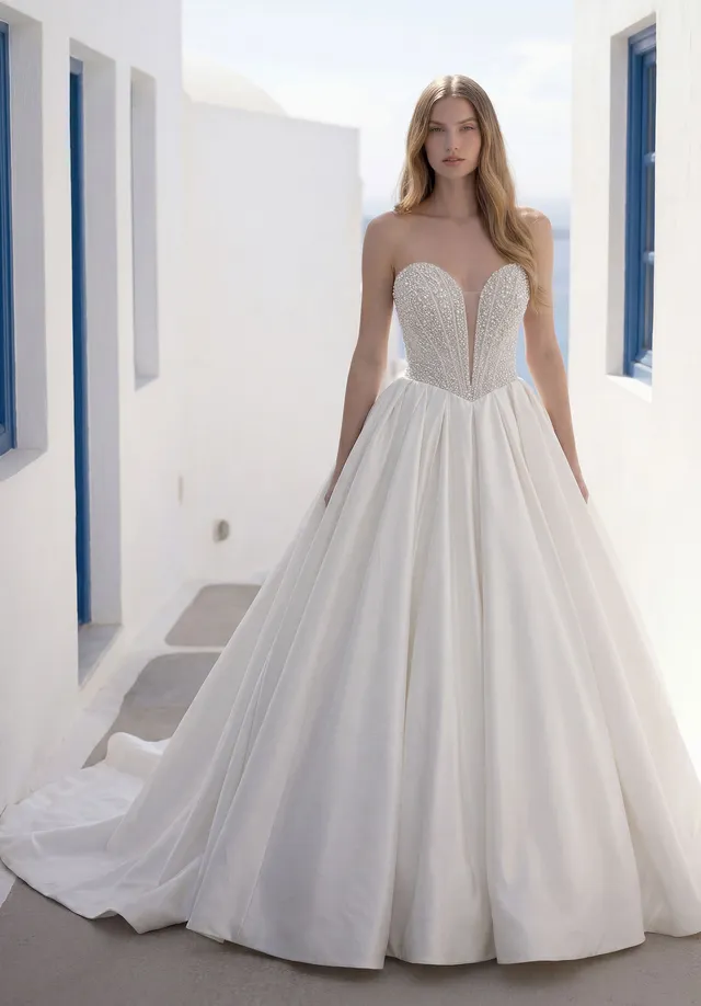 morilee-tazelle-brautkleid-mit-perlen-und-mikado-rock image 1