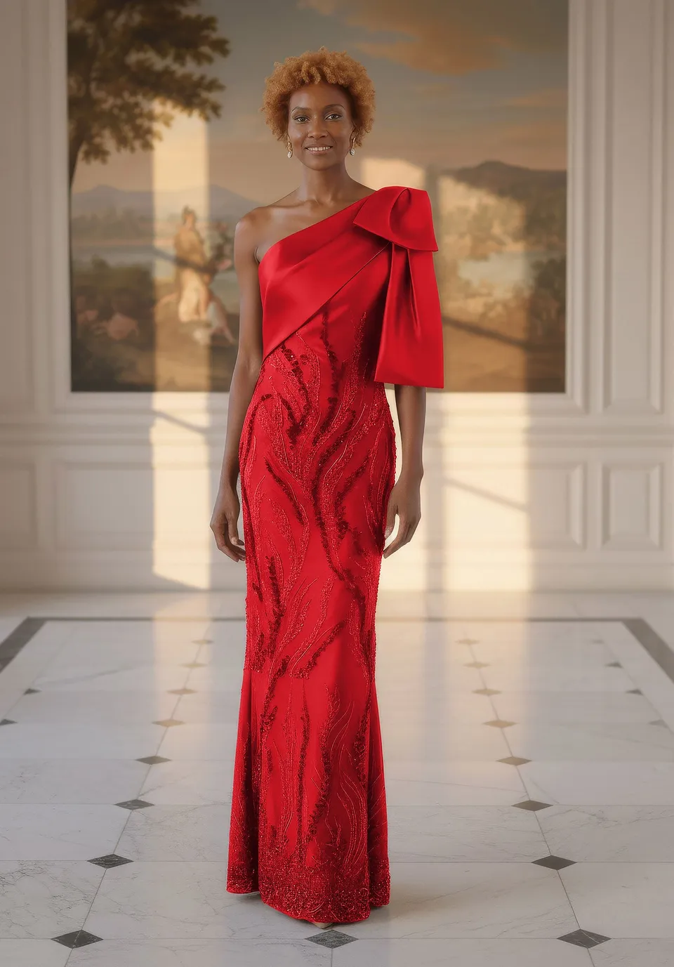 morilee-one-shoulder-mikado-abendkleid-mit-overskirt image 1