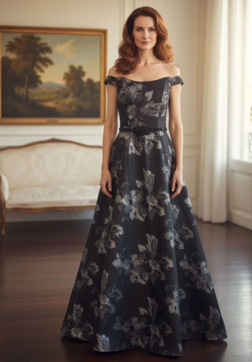 morilee-metallic-brokat-abendkleid-a-linie-mit-abnehmbarem-perlg-rtel image 1