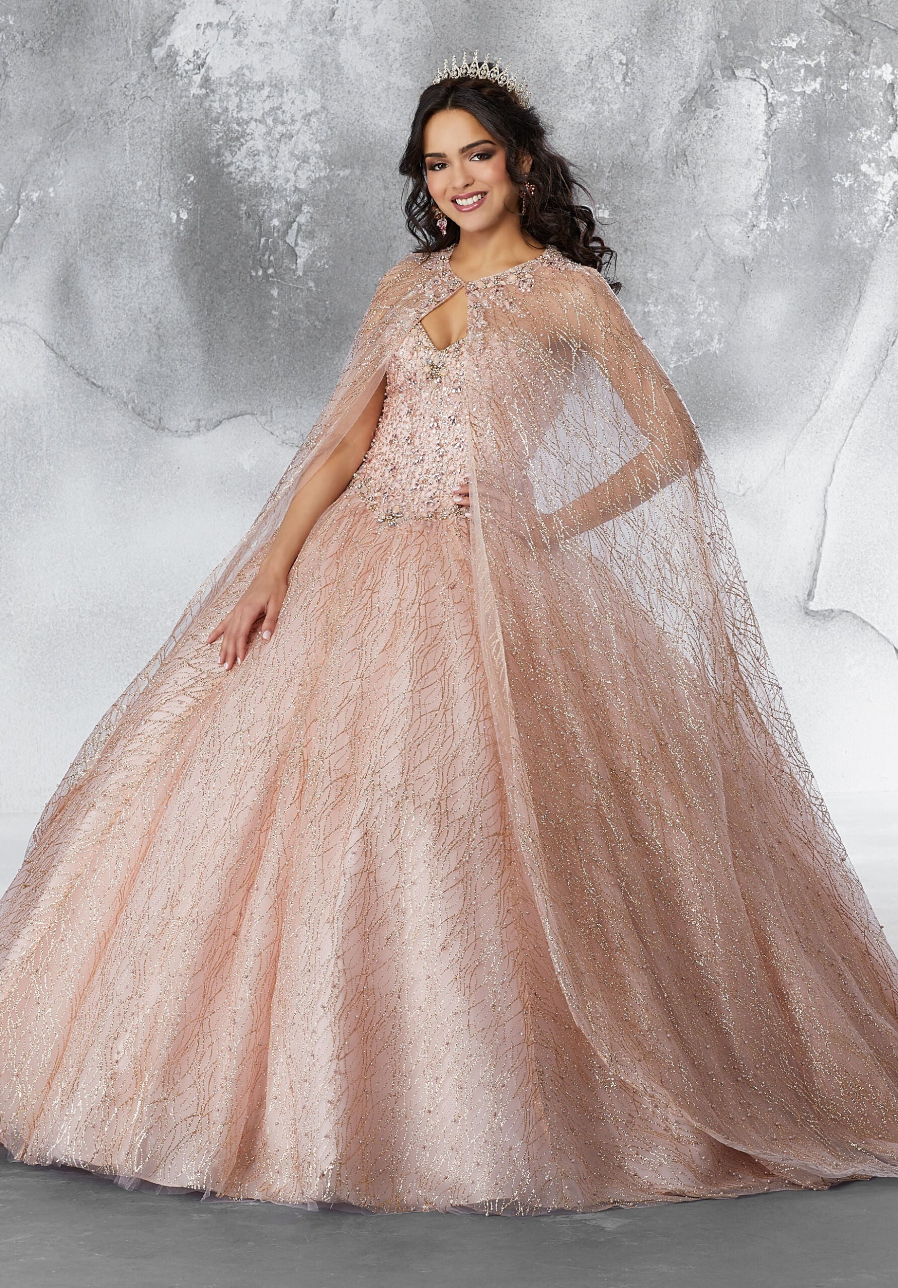 morilee-vizcaya-cape-glitzer-mesh-perlenmuster image 1