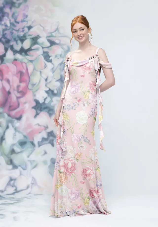 morilee-brautjungfernkleid-floral-printed-bias-cut-cowl-mit-r-schen image 1
