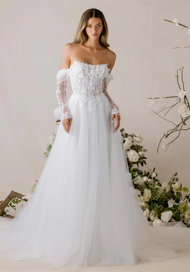 morilee-toile-brautkleid-a-linie-glitzer-t-ll-mit-spitze image 1