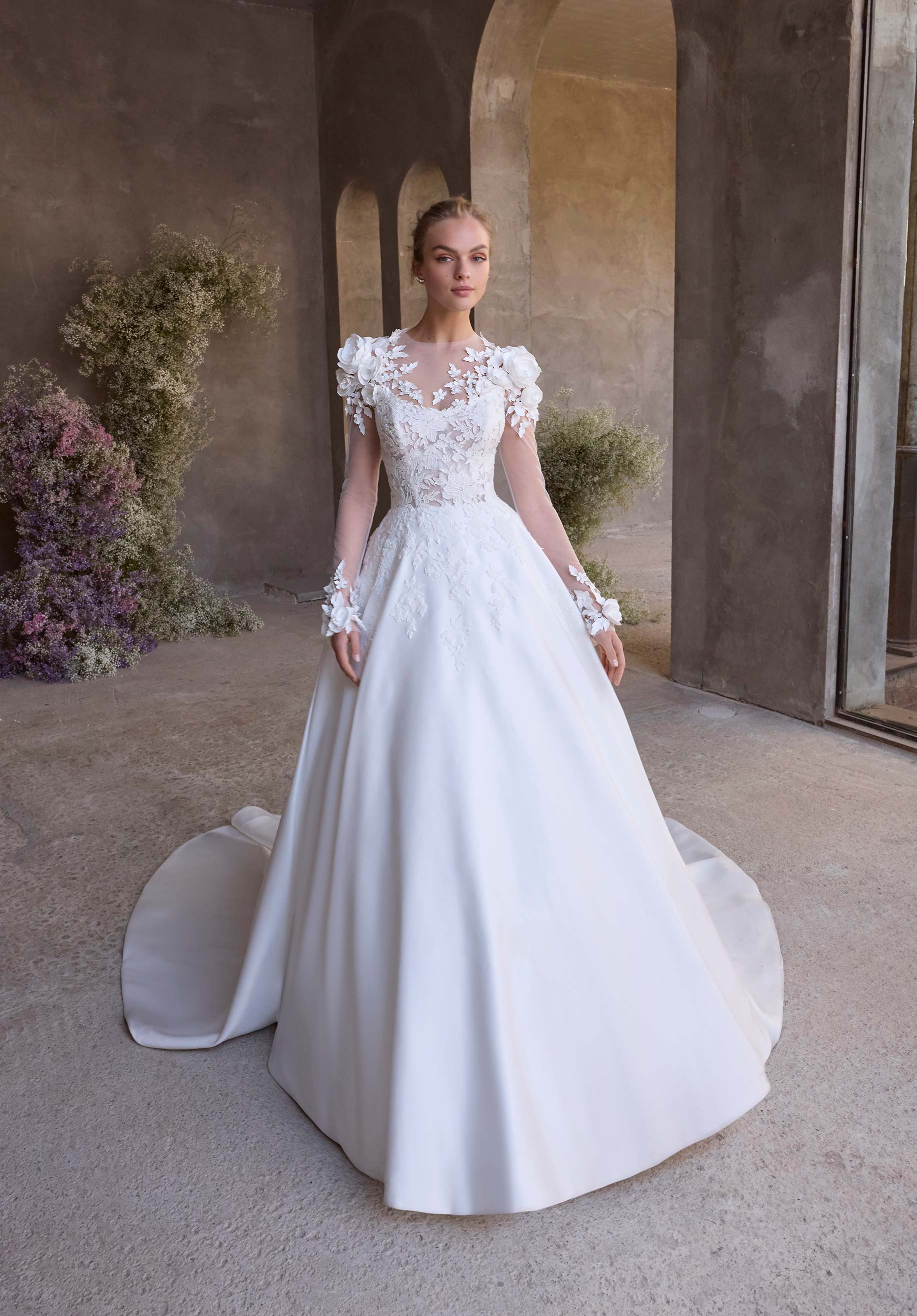 morilee-clio-brautkleid-ballkleid-spitze-satin-mit-3d-bl-te image 3