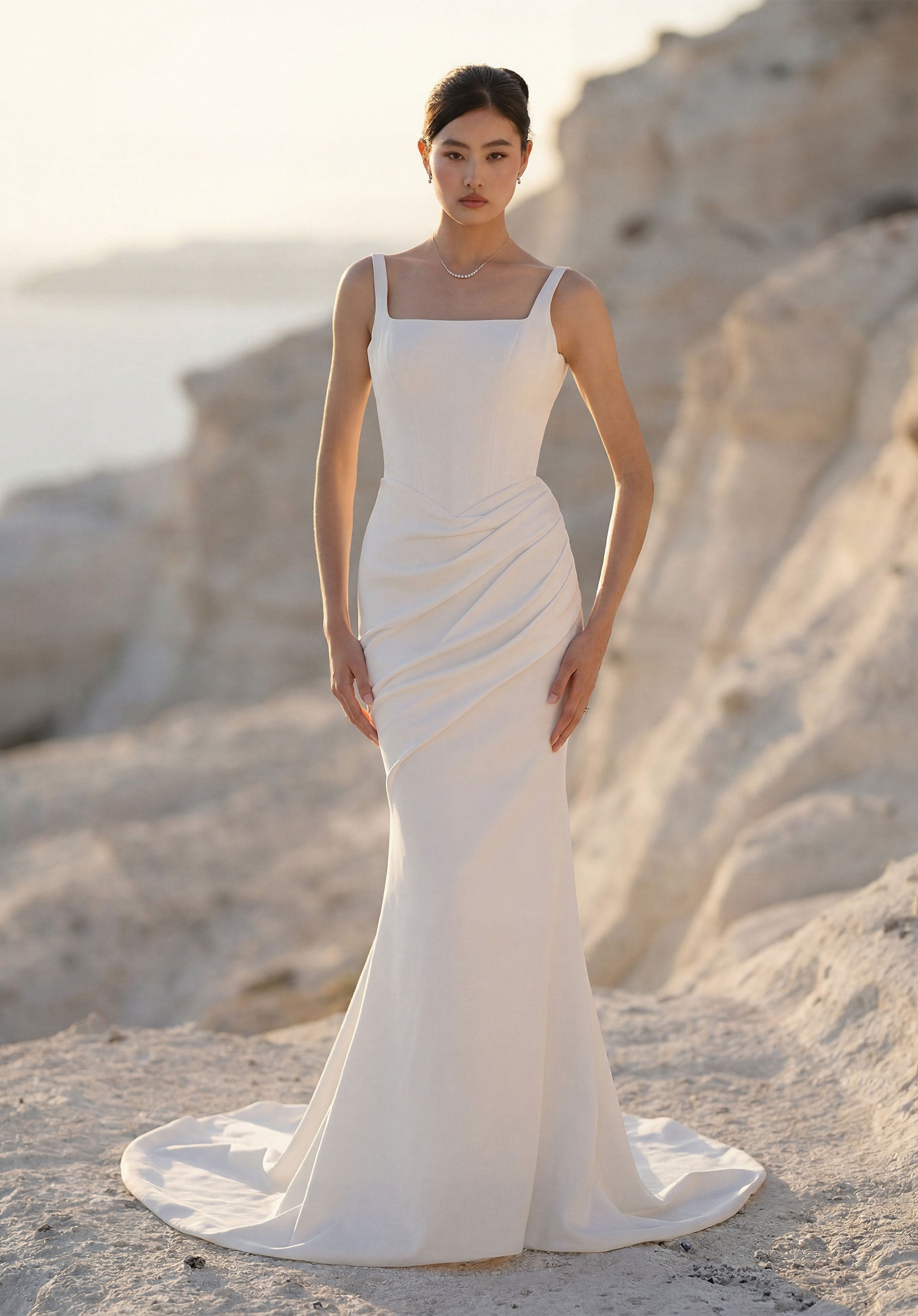 morilee-taja-brautkleid-crepe-meerjungfrau-eck-ausschnitt image 1