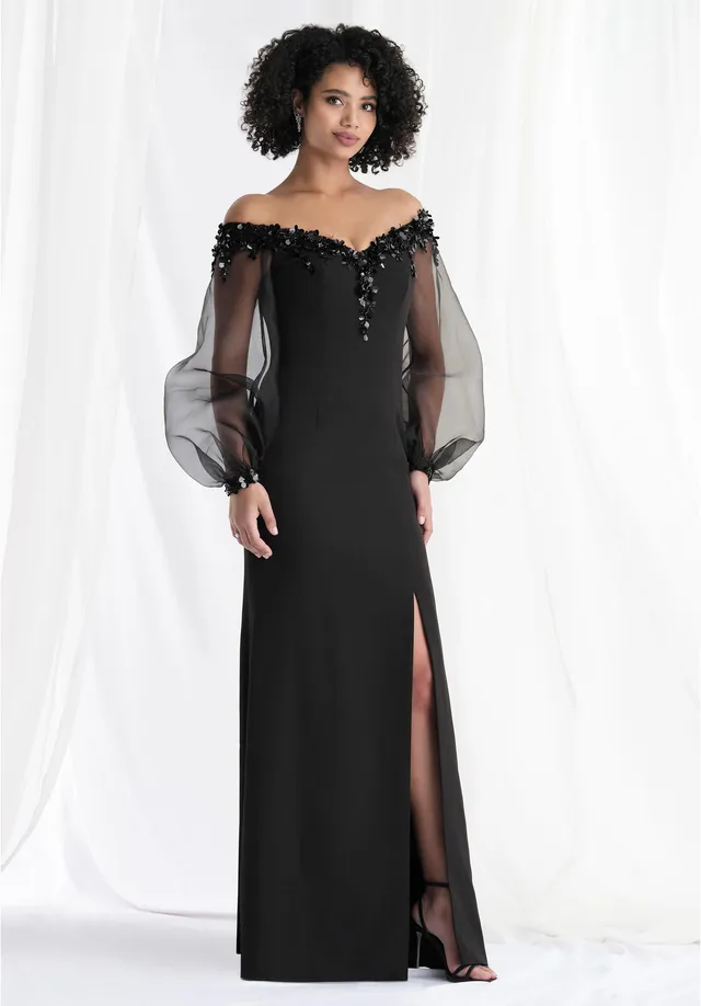 morilee-abendkleid-fit-flare-scuba-mit-perlen-portrait-ausschnitt image 1