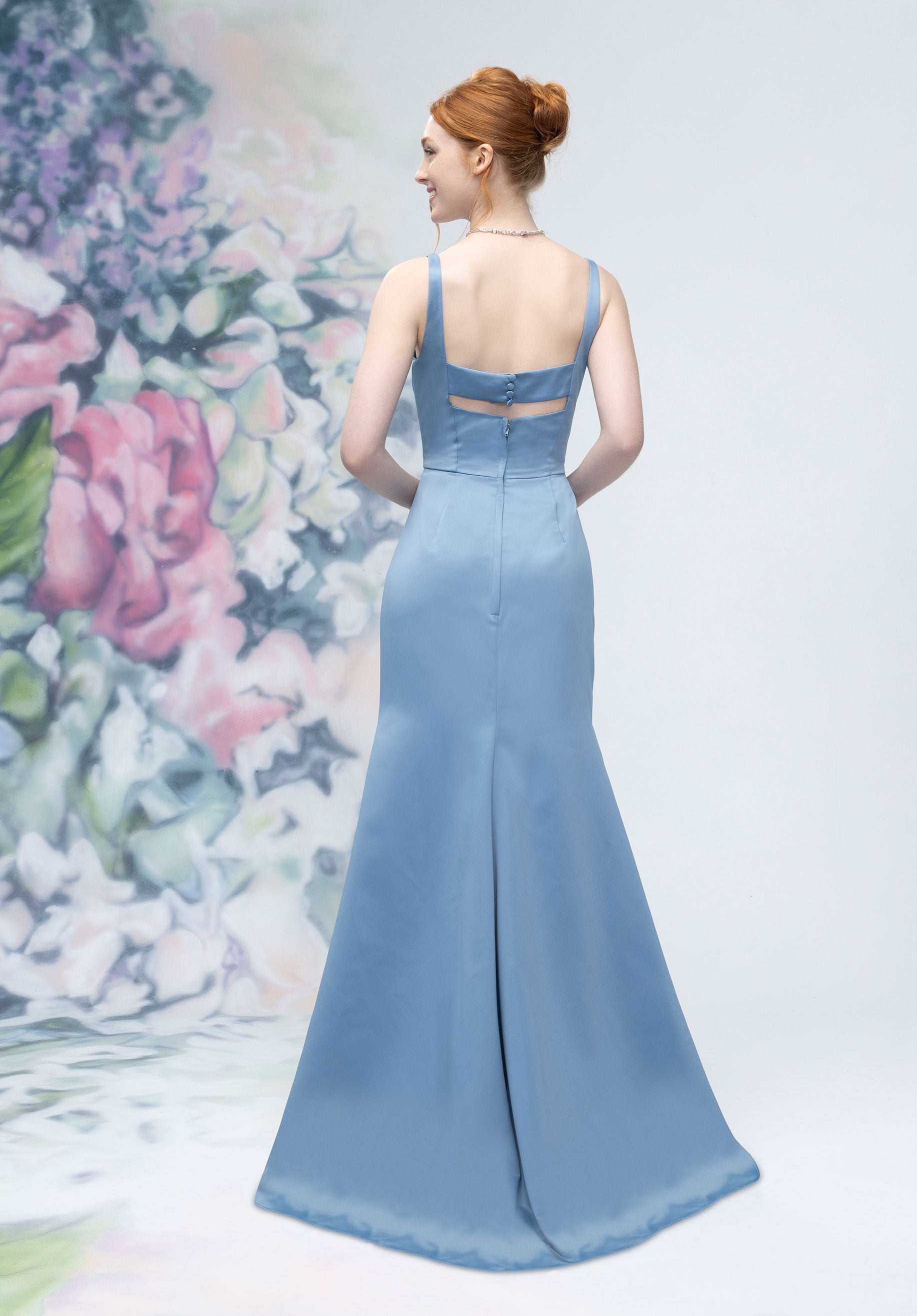 morilee-brautjungfernkleid-satin-square-neck-fit-and-flare image 4