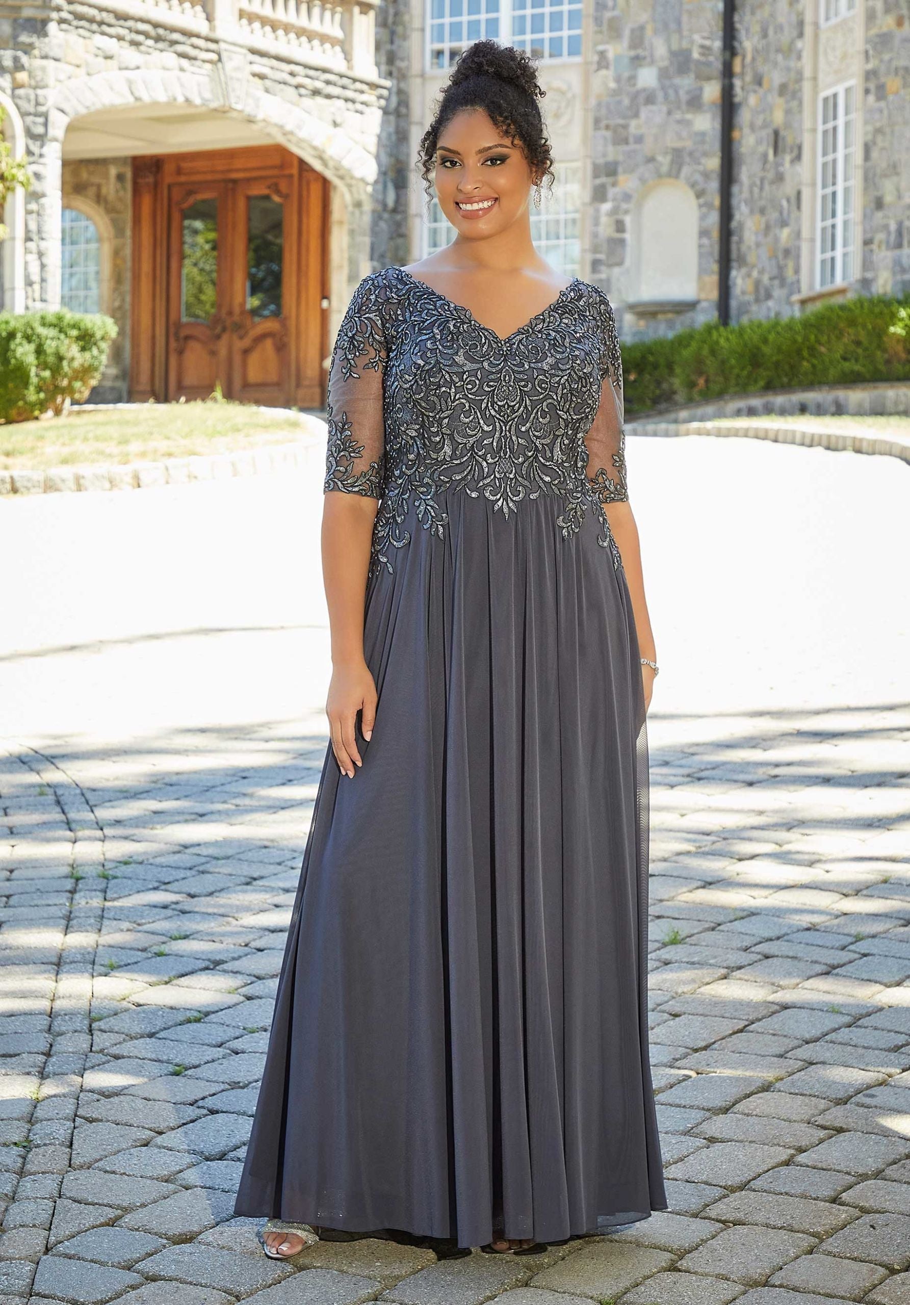 morilee-festkleid-stretch-mesh-v-neck-perlenapplikation image 5