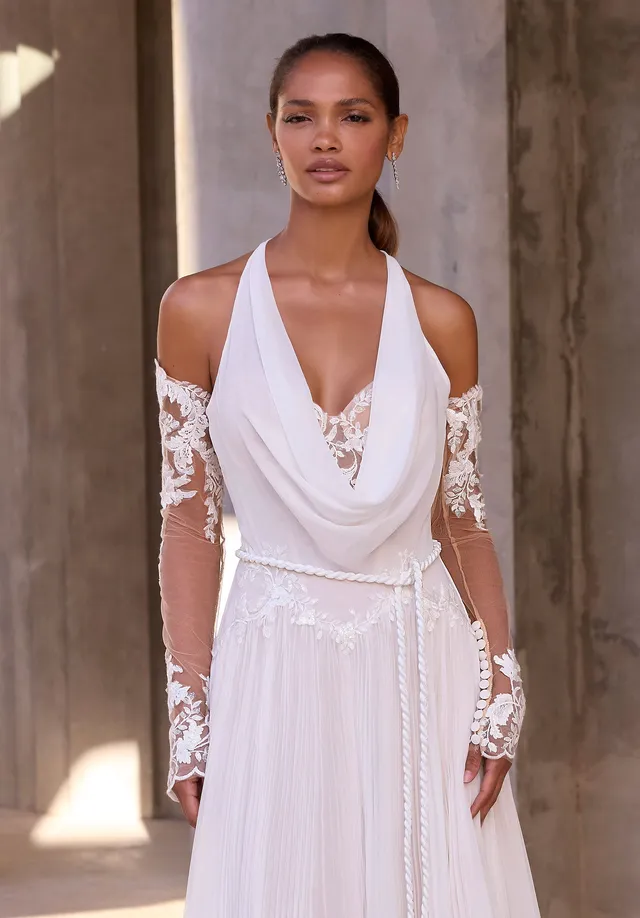 morilee-threadwork-scallop-lace-langarm-brautoberteil image 1