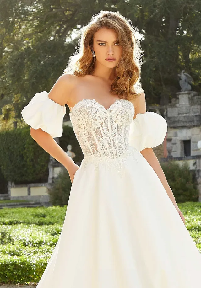 morilee-satin-pouf-sleeves-abnehmbare-braut-puff-rmel image 1