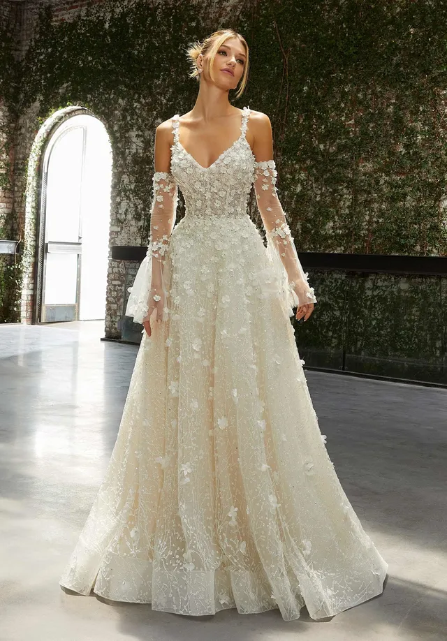 morilee-harmonia-brautkleid-a-linie-mit-glitzer-t-ll-und-glocke-rmeln image 1