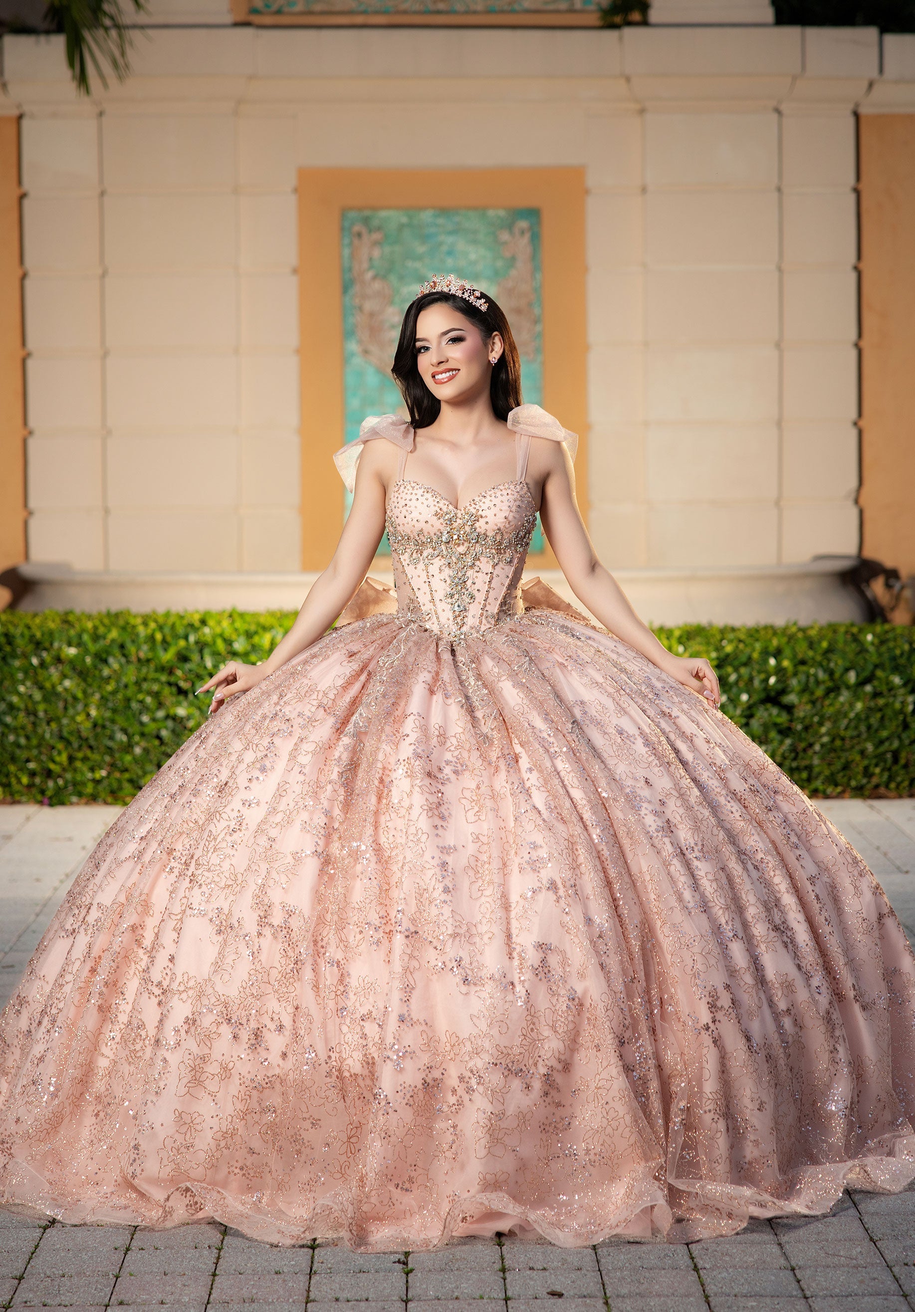 morilee-clara-quincea-era-ballkleid-glitzer-t-ll-mit-bow-rmeln image 1
