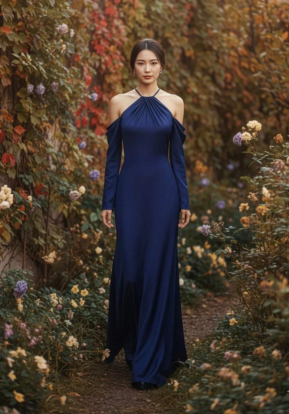 morilee-luxe-satin-brautjungfernkleid-halter-neck-mit-abnehmbaren-lang-rmeln image 1