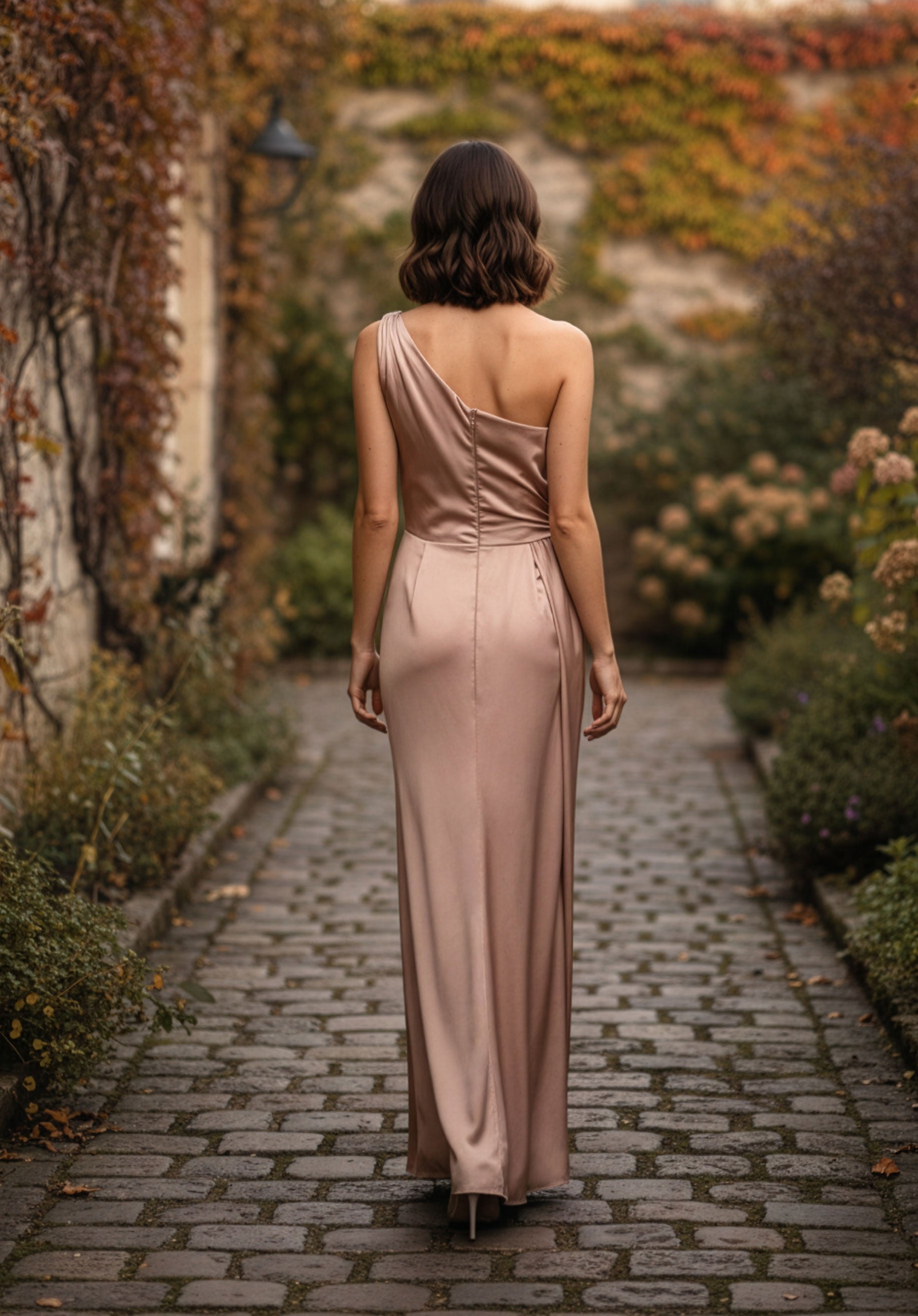 morilee-draped-one-shoulder-luxe-satin-fit-and-flare-brautjungfernkleid image 3