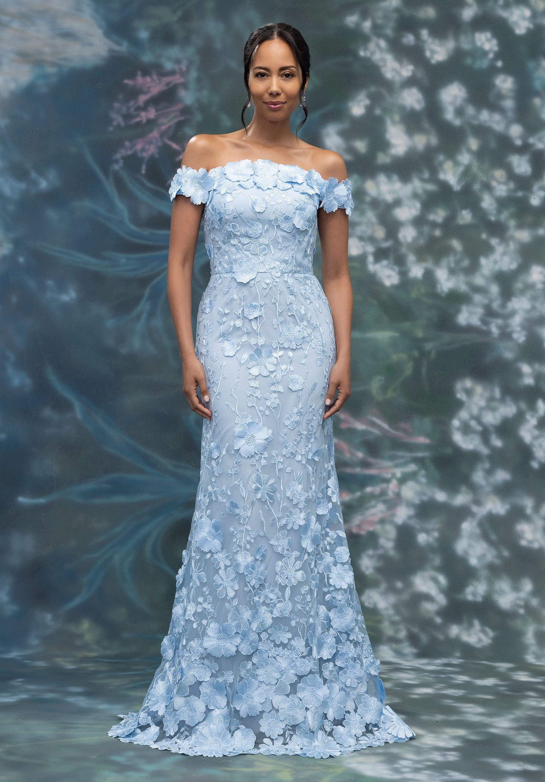 morilee-abendkleid-fit-flare-mit-floraler-threadwork-stickerei-off-shoulder image 1