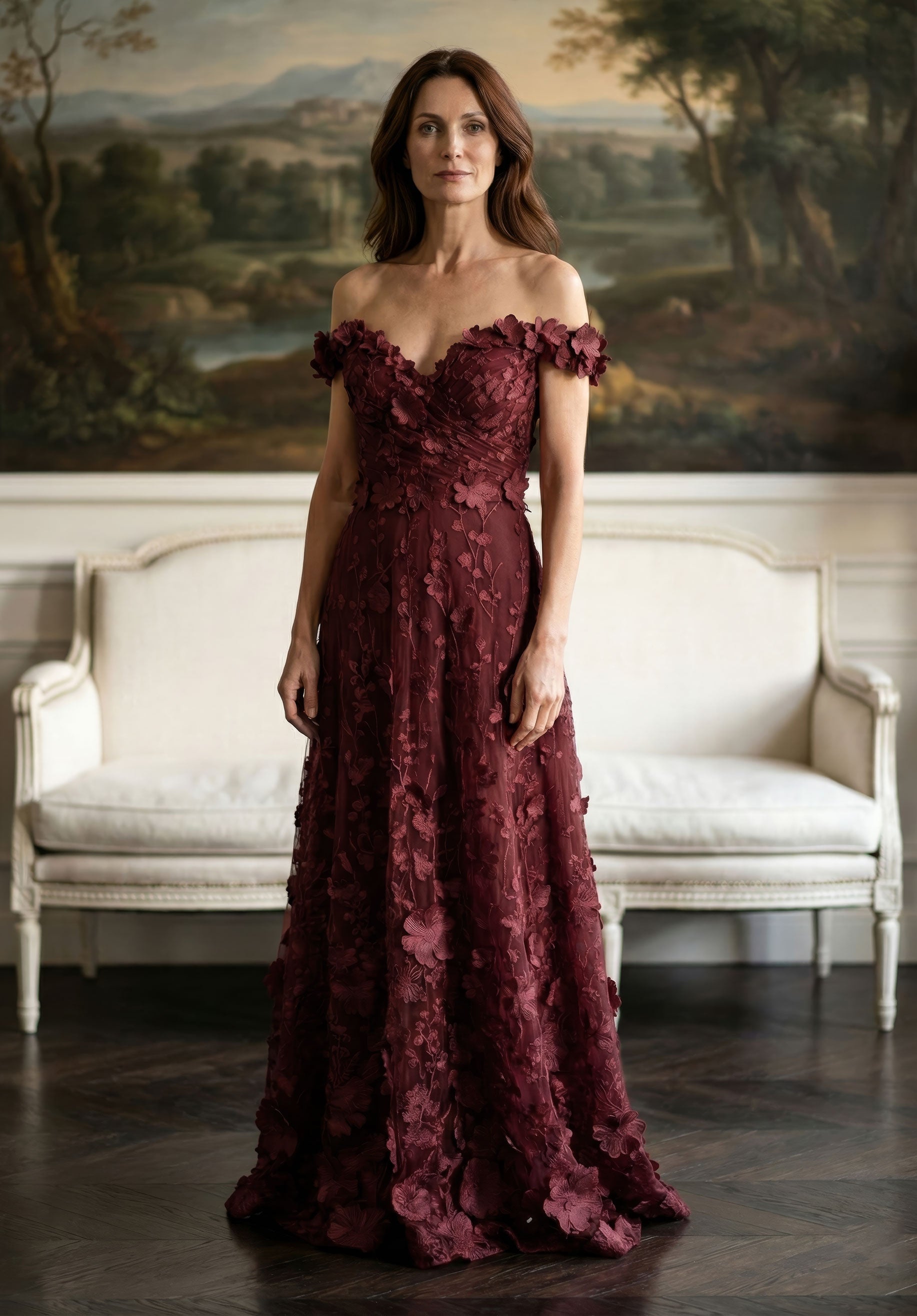 morilee-off-shoulder-flower-t-ll-abendkleid-a-linie image 1