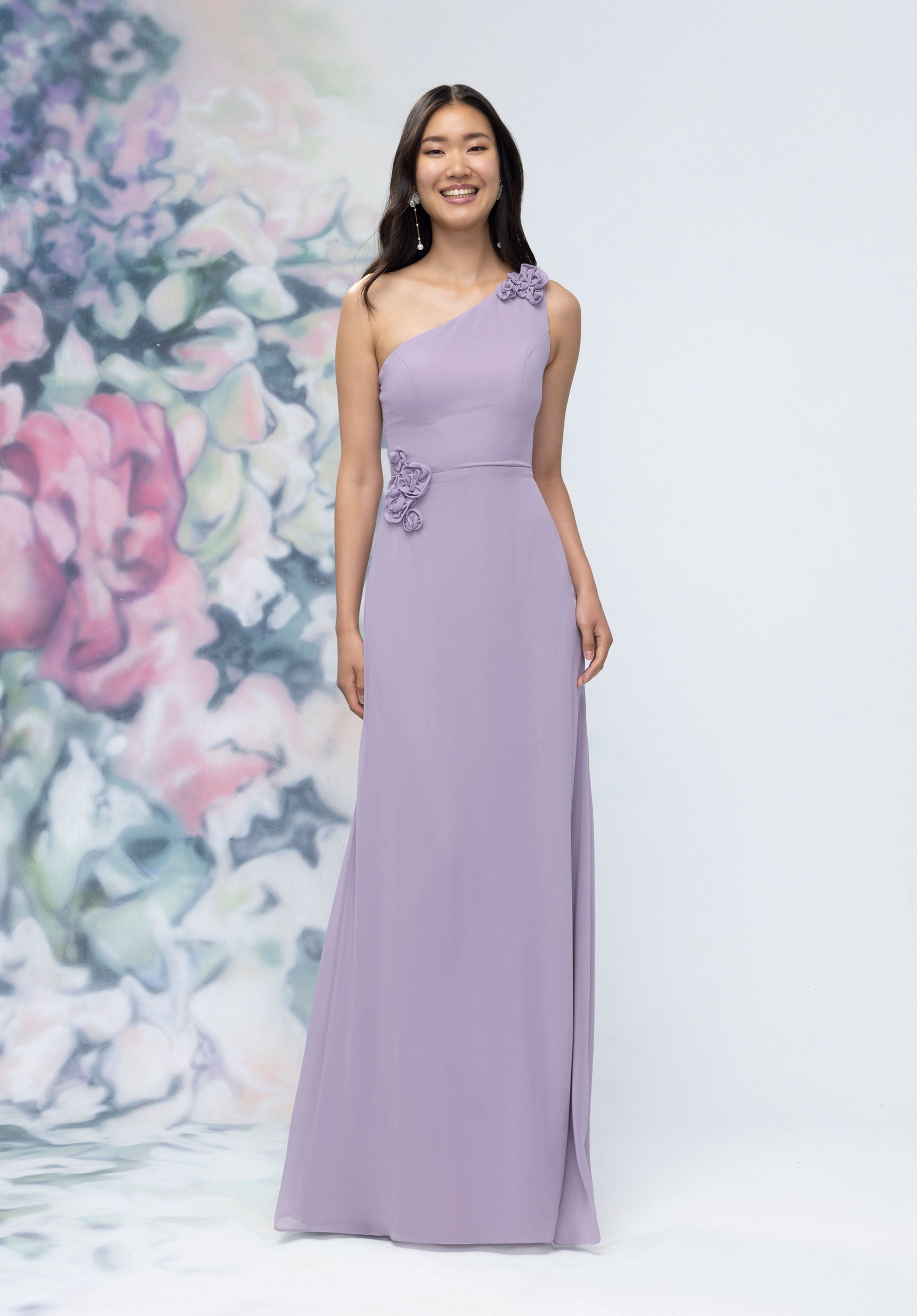 morilee-one-shoulder-chiffon-brautjungfernkleid-mit-3d-blumen image 1