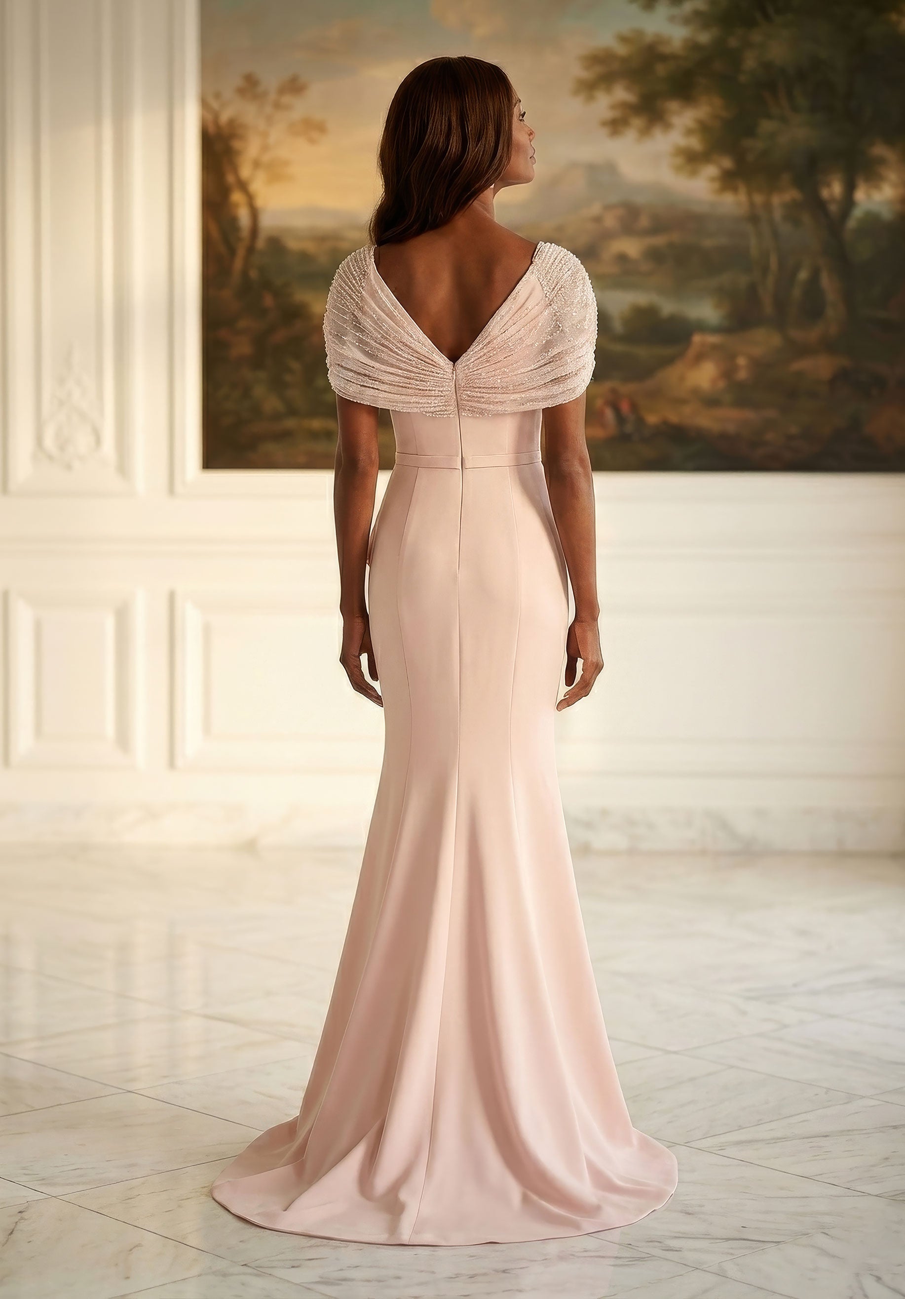 morilee-abendkleid-v-neck-crepe-mit-perlen-cap-rmeln image 6
