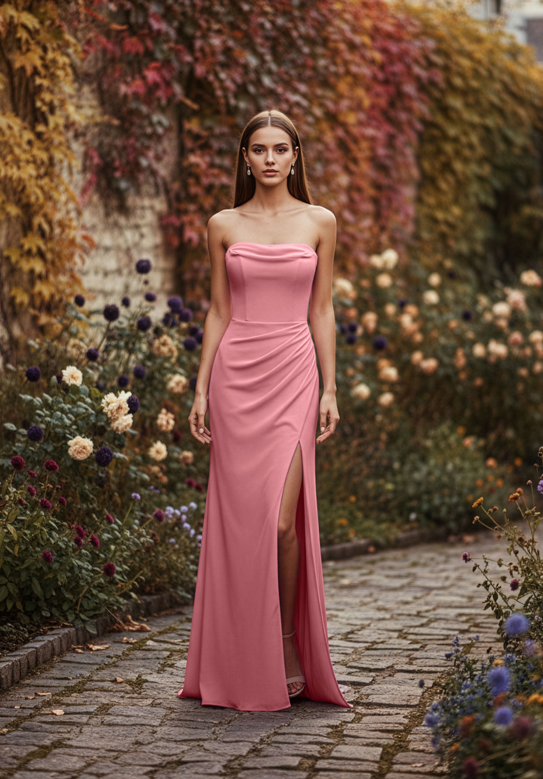 morilee-strapless-brautjungfernkleid-aus-chiffon-mit-schlitz image 4