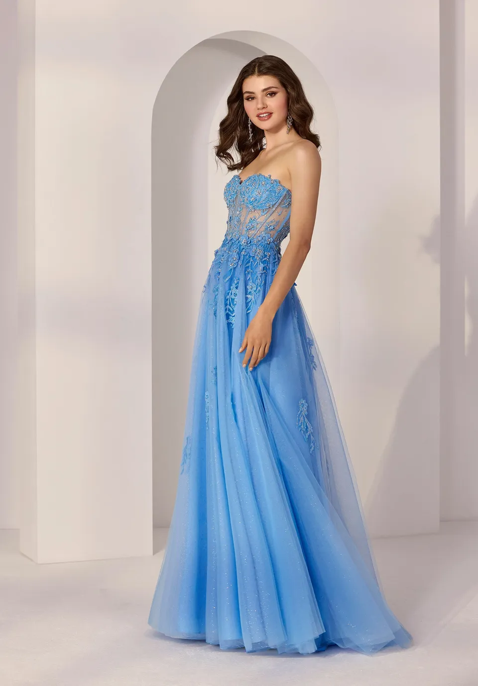 morilee-cocktailkleid-a-linie-glitzer-t-ll-mit-kristallbl-ten image 1