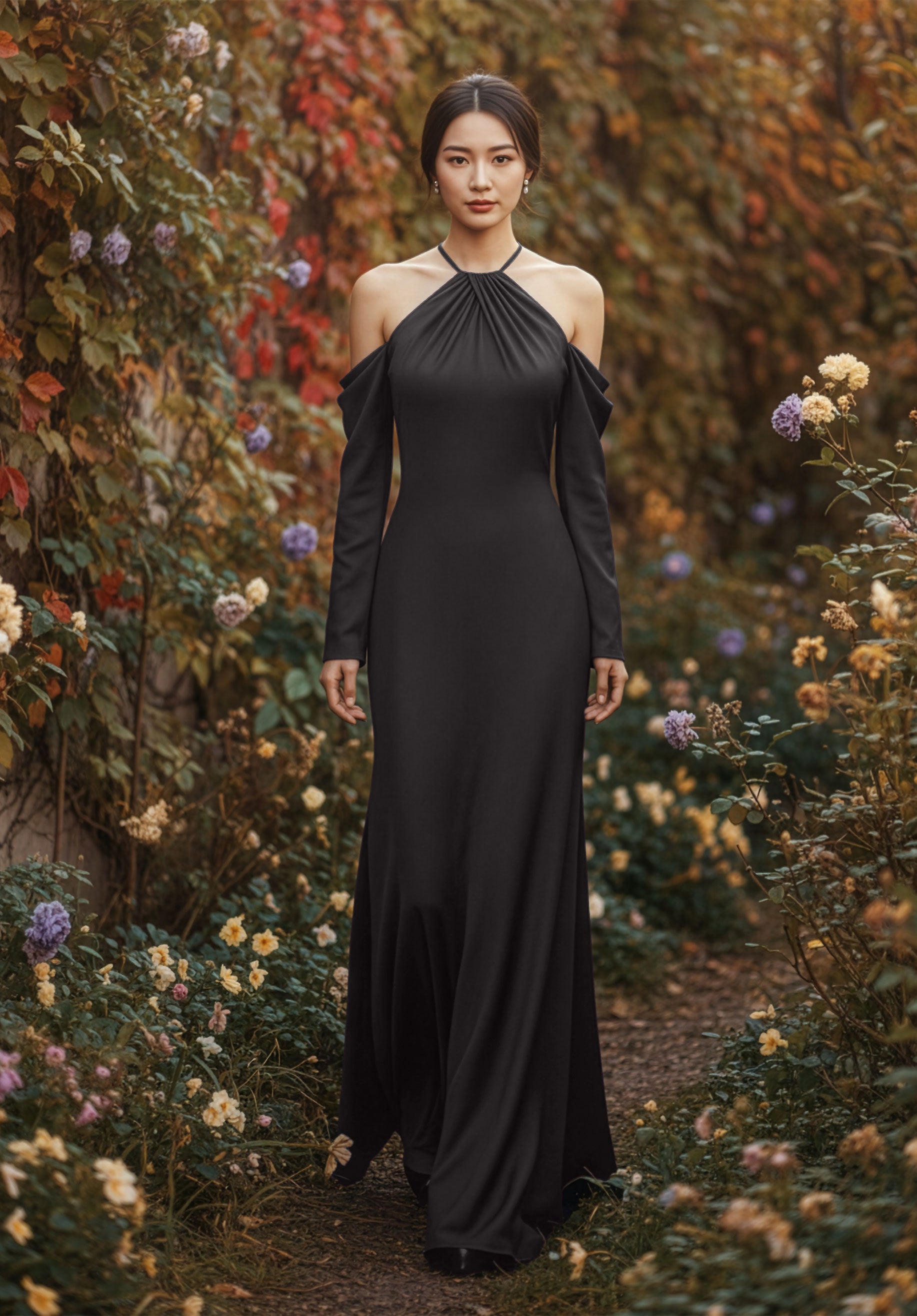 morilee-luxe-satin-brautjungfernkleid-halter-neck-mit-abnehmbaren-lang-rmeln image 4