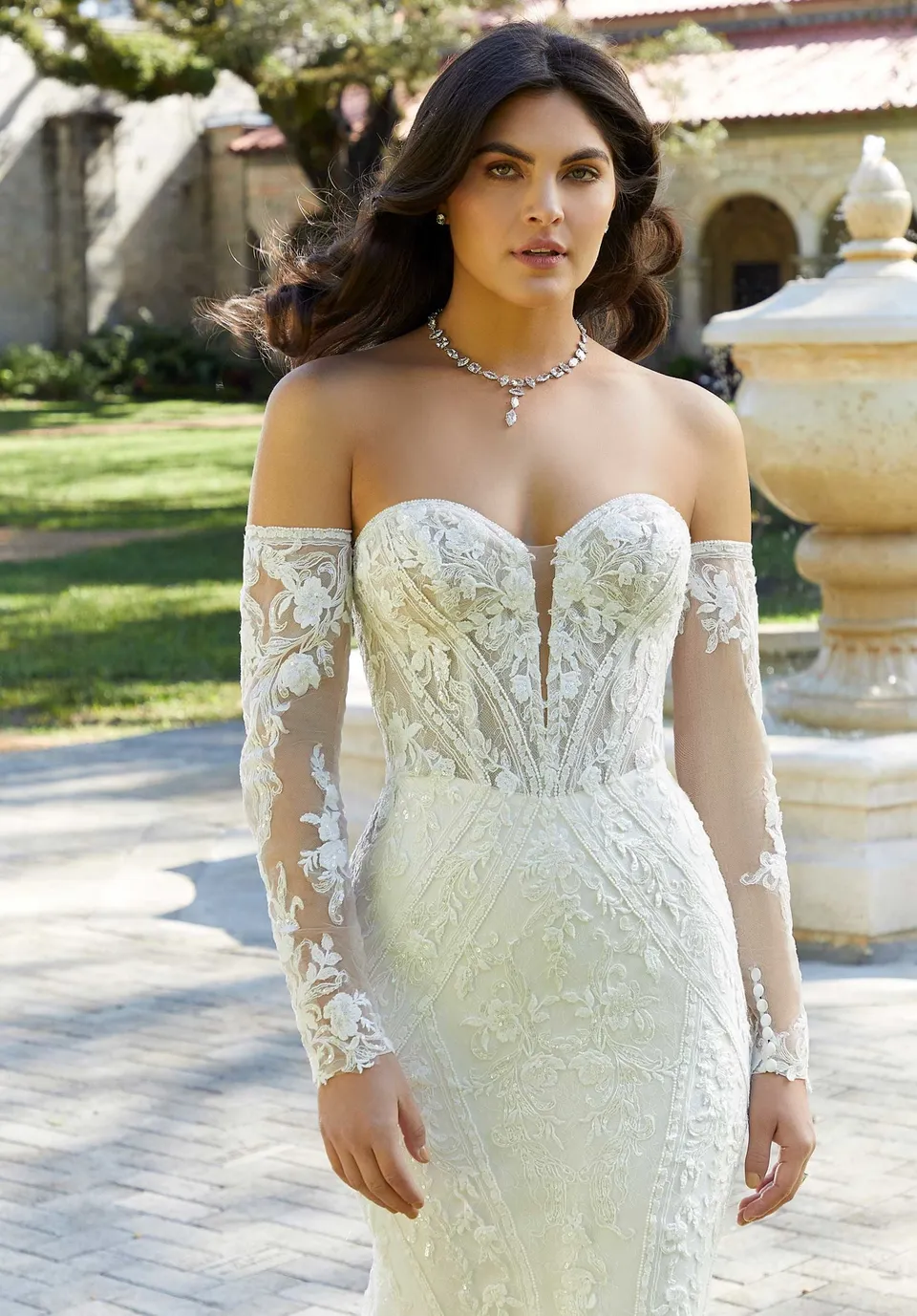 morilee-frosted-lace-appliqu-gauntlet-braut-rmel image 1