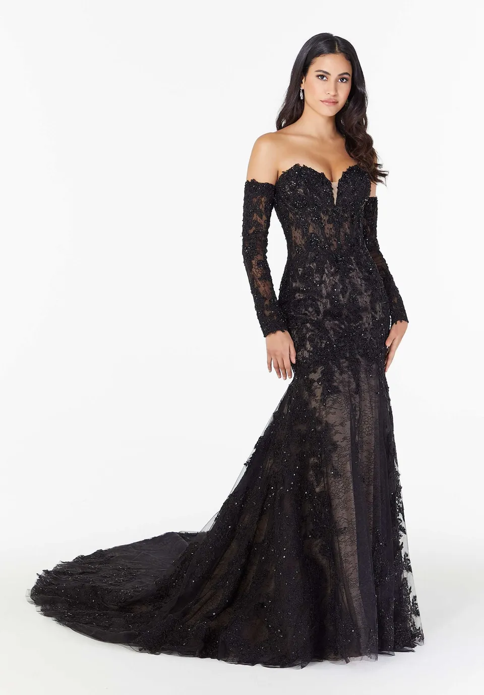 morilee-georgina-fit-and-flare-brautkleid-schwarz-mit-stulpen image 1