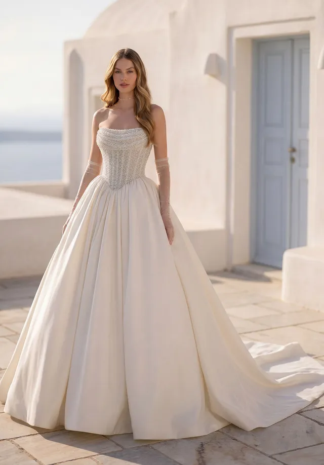 morilee-tosca-brautkleid-perlen-mieder-mit-satinrock-und-basque-taille image 1