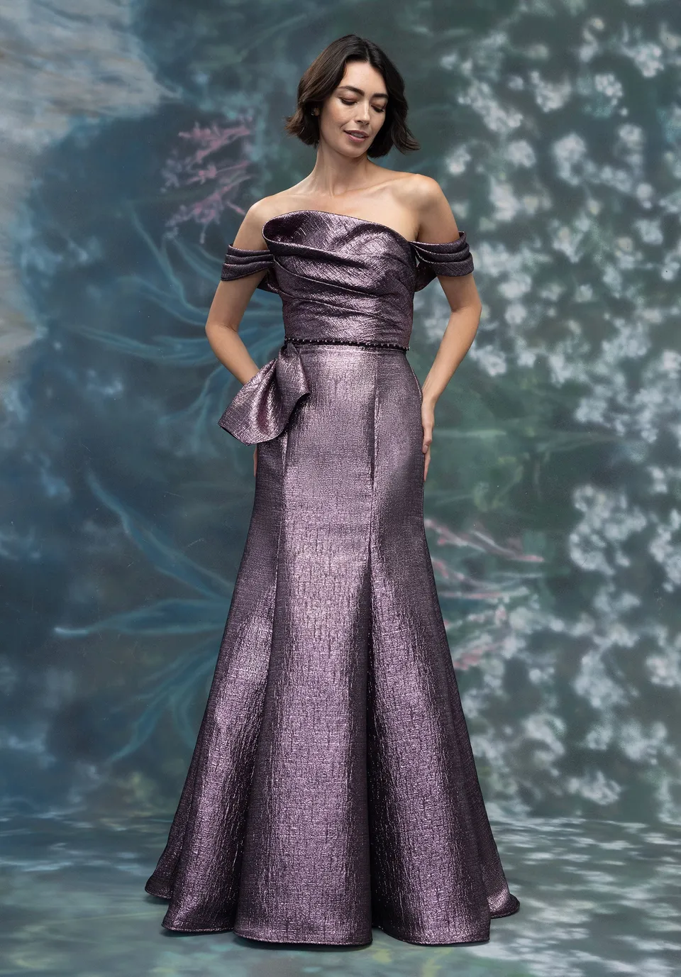 morilee-metallic-jacquard-abendkleid-meerjungfrau-asymmetrisch image 1