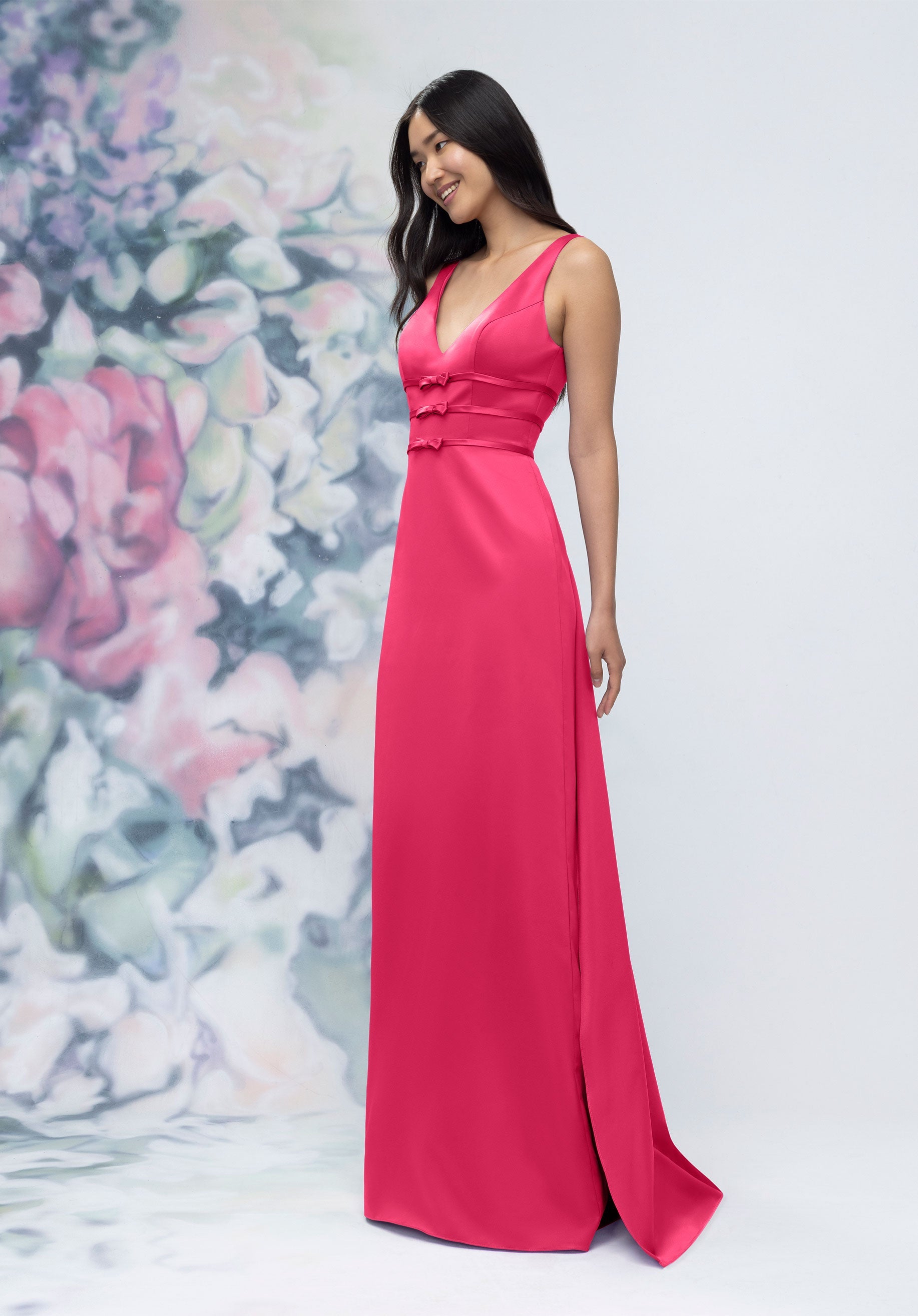 morilee-brautjungfernkleid-satin-v-ausschnitt-mit-schleife-und-abnehmbarer-schle image 6